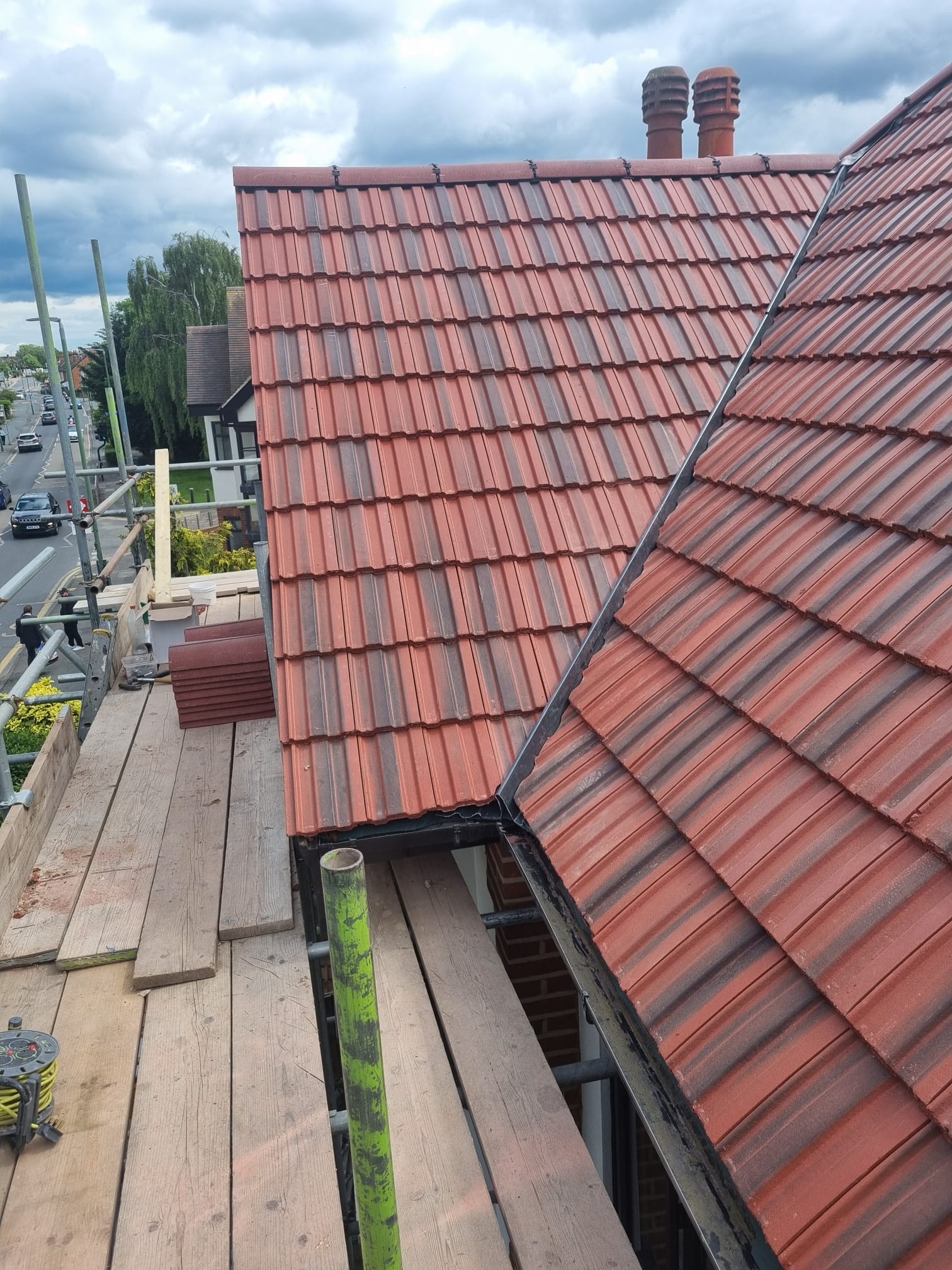 Roof repair — missing tiles fixed on a Dublin terrace house