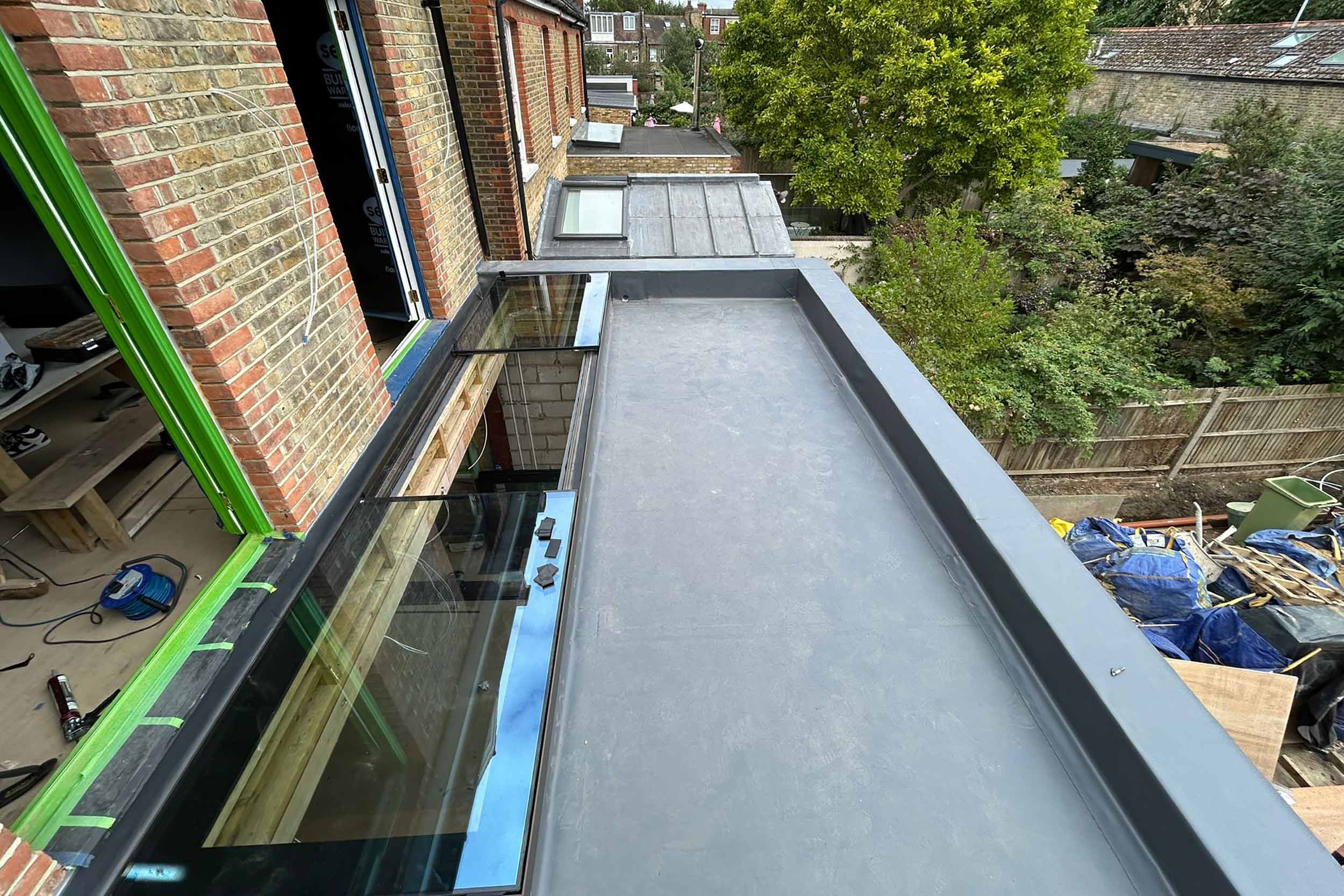 Flat roof EPDM installation on a Dublin extension